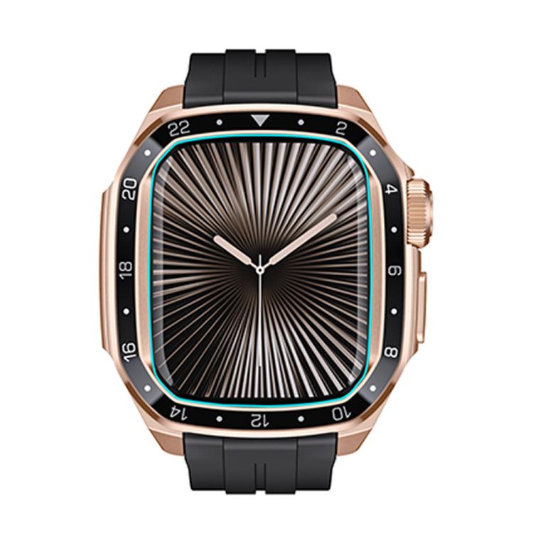 For Apple Watch Series 10 46mm Scale Model Integrated Metal Frame Silicone Watch Band(Rose Gold Frame Black Dial) - free shipping - PMC TechLife - Order now!