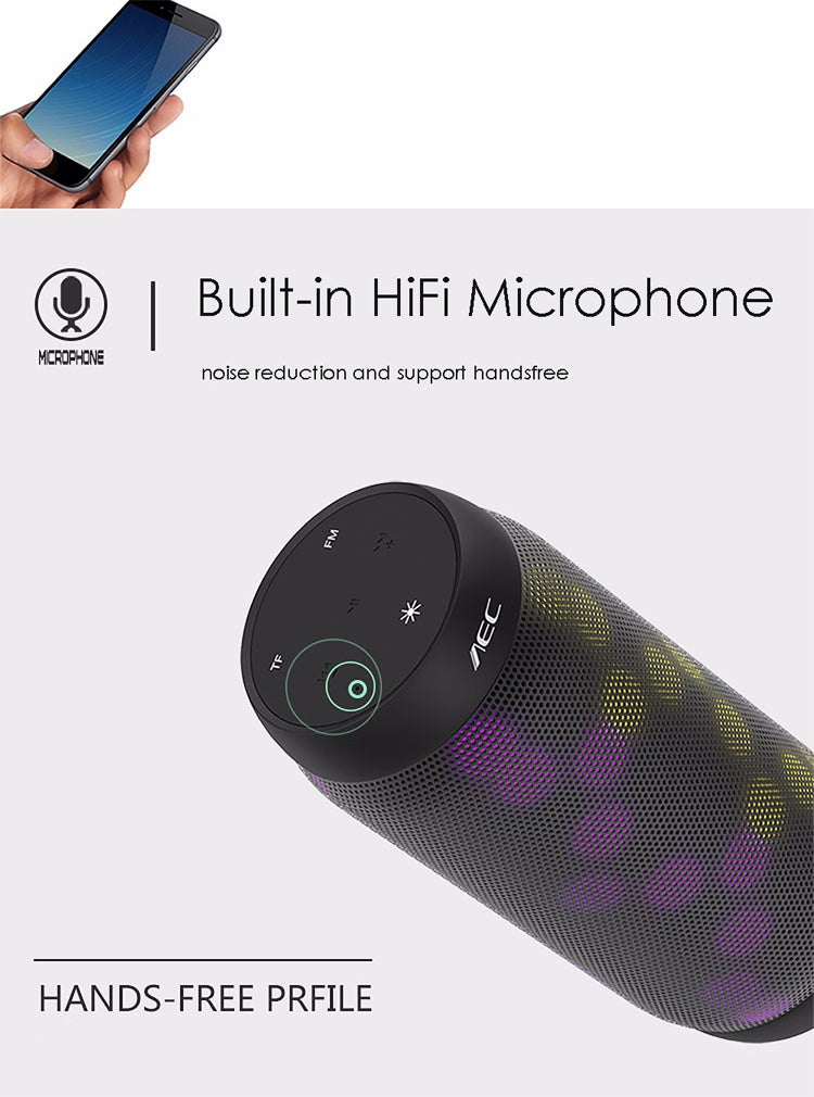 AEC BQ615 PRO Colorful LED Wireless HiFi Stereo Speaker, Combines Bluetooth + TF card player + FM radio + AUX + NFC - free shipping - PMC Jewellery - Order now!