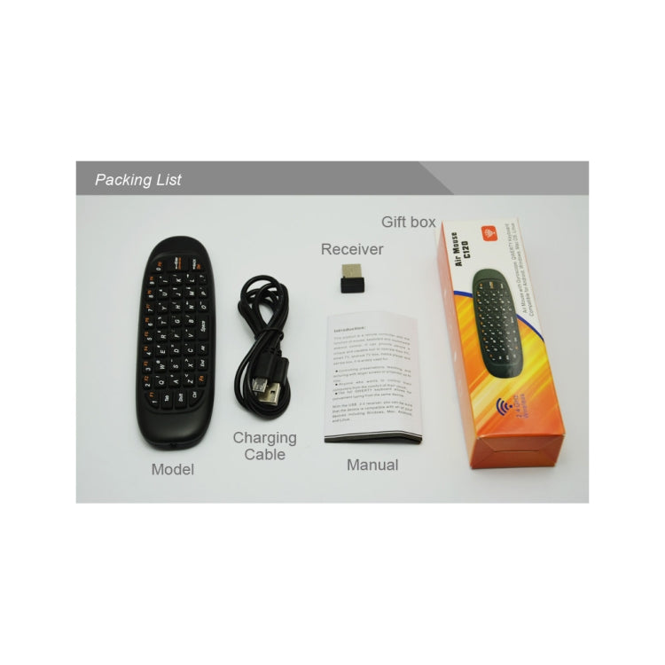 C120 2.4G Mini Keyboard Wireless Remote Mouse with 3-Gyro & 3-Gravity Sensor for PC / HTPC / IPTV / Smart TV and Android TV Box etc(Black) - free shipping - PMC TechLife - Order now!