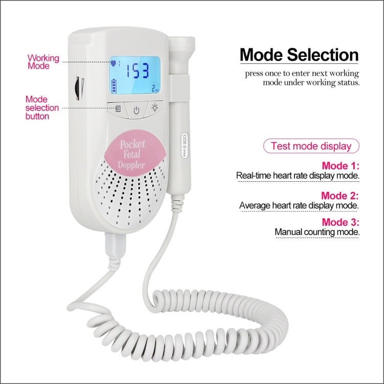 FD-100 Digital Fetal Doppler Ultrasound Sound Baby Heartbeat Detector Monitor LED Digital Prenatal Pocket Fetal Doppler Stethoscope (Pink) - free shipping - PMC TechLife - Order now!