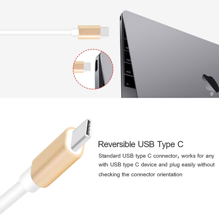 USB Type C to VGA 3-in-1 Hub Adapter supports USB Type C tablets and laptops for Macbook Pro / Google ChromeBook(Gold) - free shipping - PMC Jewellery - Order now!