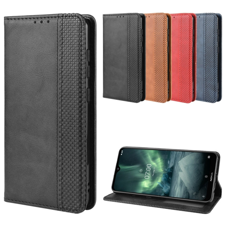 For Nokia 7.2 / Nokia 6.2 Magnetic Buckle Retro Crazy Horse Texture Horizontal Flip Leather Case , with Holder & Card Slots & Photo Frame(Black) - Nokia Cases by PMC TechLife | Online Shopping South Africa | PMC TechLife | Buy Now Pay Later Mobicred