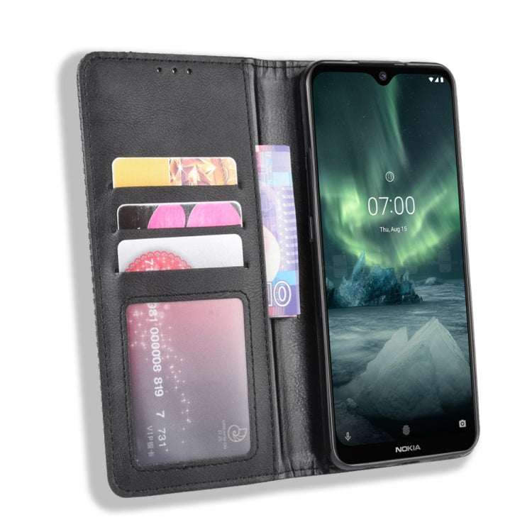 For Nokia 7.2 / Nokia 6.2 Magnetic Buckle Retro Crazy Horse Texture Horizontal Flip Leather Case , with Holder & Card Slots & Photo Frame(Black) - Nokia Cases by PMC TechLife | Online Shopping South Africa | PMC TechLife | Buy Now Pay Later Mobicred