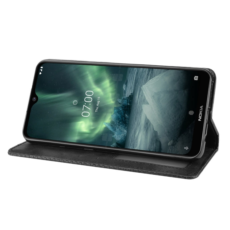 For Nokia 7.2 / Nokia 6.2 Magnetic Buckle Retro Crazy Horse Texture Horizontal Flip Leather Case , with Holder & Card Slots & Photo Frame(Black) - Nokia Cases by PMC TechLife | Online Shopping South Africa | PMC TechLife | Buy Now Pay Later Mobicred