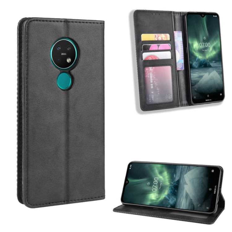 For Nokia 7.2 / Nokia 6.2 Magnetic Buckle Retro Crazy Horse Texture Horizontal Flip Leather Case , with Holder & Card Slots & Photo Frame(Black) - Nokia Cases by PMC TechLife | Online Shopping South Africa | PMC TechLife | Buy Now Pay Later Mobicred