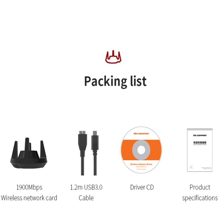 Comfast CF-958AC High Power PA Wifi Adapter 1900Mbps Gigabit E-Sports Network Card 2.4Ghz+5.8Ghz USB 3.0 PC Lan Dongle Receiver - free shipping - PMC Jewellery - Order now!