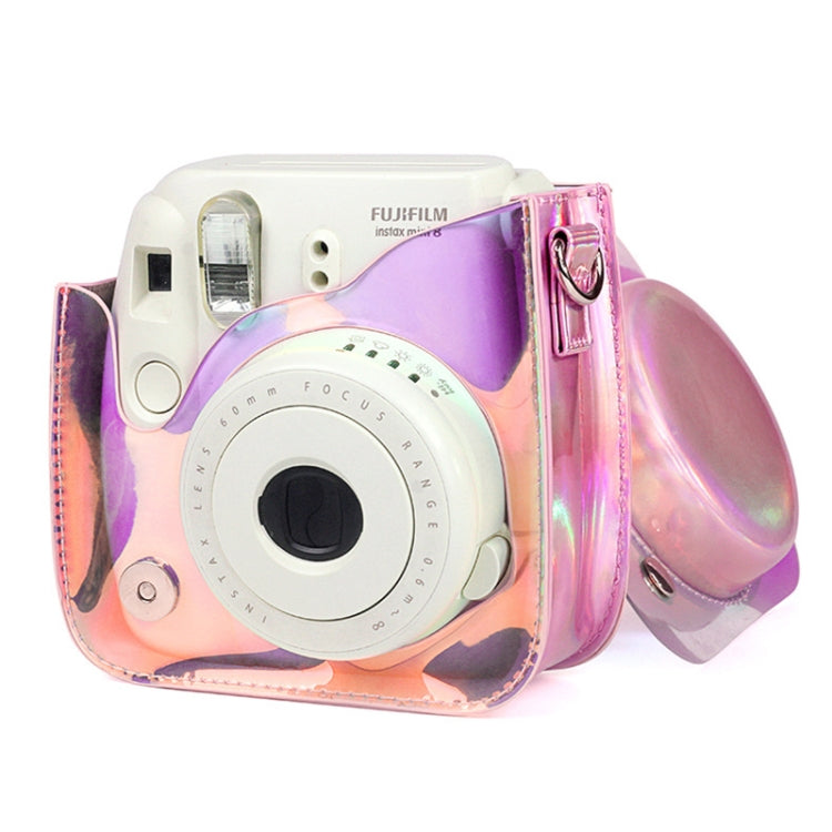 Richwell Translucent PVC Camera Bag for Fujifilm Instax Mini 8 8+ 9 Cover Case with Shoulder Strap Gradient Pink Shell - Leather Bag by Richwell | Online Shopping South Africa | PMC TechLife | Buy Now Pay Later Mobicred
