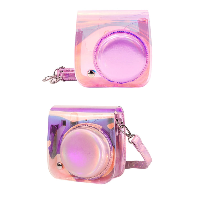 Richwell Translucent PVC Camera Bag for Fujifilm Instax Mini 8 8+ 9 Cover Case with Shoulder Strap Gradient Pink Shell - Leather Bag by Richwell | Online Shopping South Africa | PMC TechLife | Buy Now Pay Later Mobicred