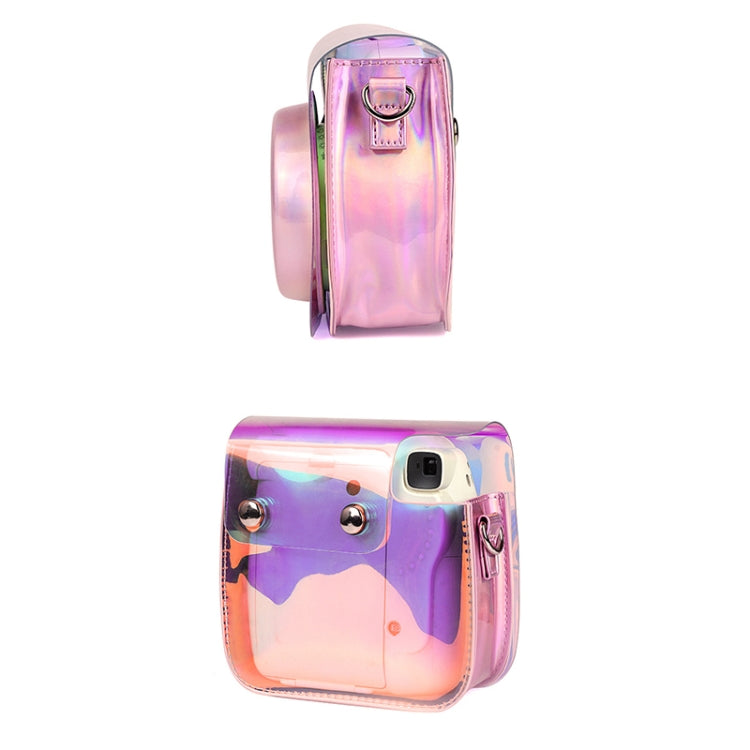 Richwell Translucent PVC Camera Bag for Fujifilm Instax Mini 8 8+ 9 Cover Case with Shoulder Strap Gradient Pink Shell - Leather Bag by Richwell | Online Shopping South Africa | PMC TechLife | Buy Now Pay Later Mobicred
