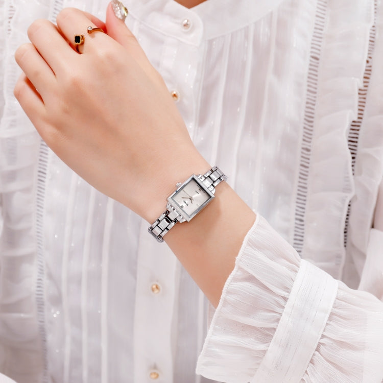 SKMEI 1407 Business Fashion Watch with Diamonds Delicate and Elegant Square Zinc Alloy Quartz Watch for Women Silvery - free shipping - PMC TechLife - Order now!