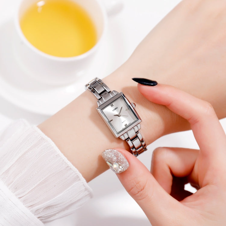 SKMEI 1407 Business Fashion Watch with Diamonds Delicate and Elegant Square Zinc Alloy Quartz Watch for Women Silvery - free shipping - PMC TechLife - Order now!
