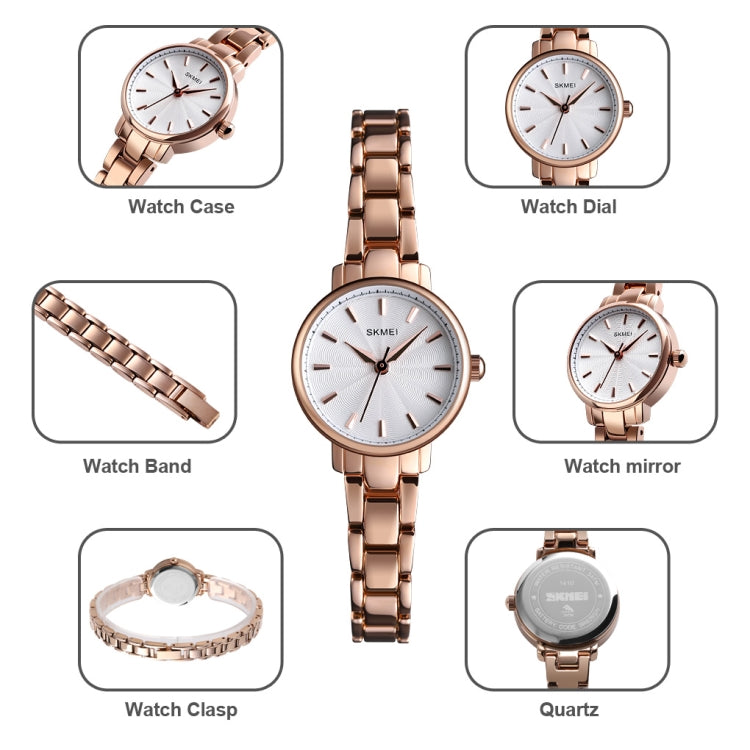 Skmei 1410 Lady Quartz Watch European and American Fashion Watch Business Leisure Steel Belt Lady Watch(Silver) - free shipping - PMC TechLife - Order now!