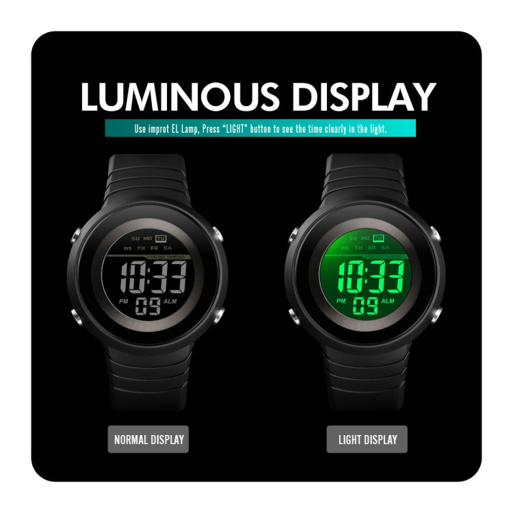 SKMEI 1497 Fashion Simple Backlight Single Display Electronic Watch Timing Alarm Watch(Black ) - free shipping - PMC TechLife - Order now!