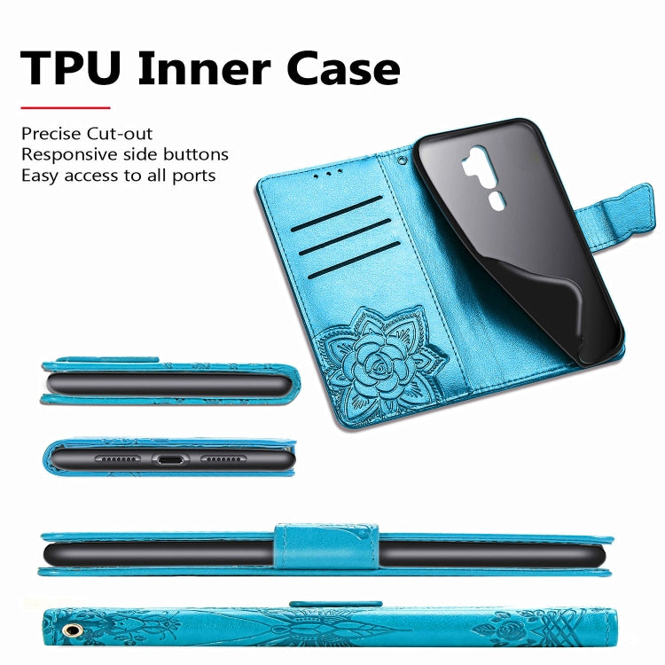 For OPPO A5 (2020) / A9 (2020) Butterfly Love Flower Embossed Horizontal Flip Leather Case with Bracket Lanyard Card Slot Wallet(Dark Purple) - OPPO Cases by PMC TechLife | Online Shopping South Africa | PMC TechLife | Buy Now Pay Later Mobicred