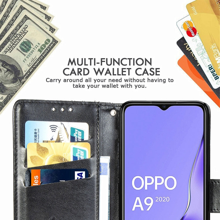 For OPPO A5 (2020) / A9 (2020) Butterfly Love Flower Embossed Horizontal Flip Leather Case with Bracket Lanyard Card Slot Wallet(Dark Purple) - OPPO Cases by PMC TechLife | Online Shopping South Africa | PMC TechLife | Buy Now Pay Later Mobicred