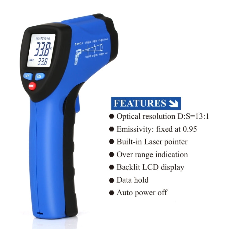 FLUS IR-801H -50～350℃Laser Infrared  Mini Handheld Portable Digital Electronic Outdoor Non-contact Thermometer - free shipping - PMC Jewellery - Order now!