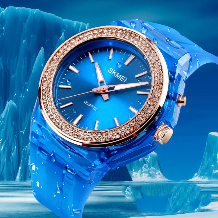 SkMEI 1553 Women LED Color Light Transparent Waterproof Watch Inlaid With Water Drill(Silvery) - free shipping - PMC TechLife - Order now!