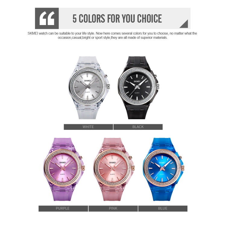 SkMEI 1553 Women LED Color Light Transparent Waterproof Watch Inlaid With Water Drill(Purple) - free shipping - PMC TechLife - Order now!