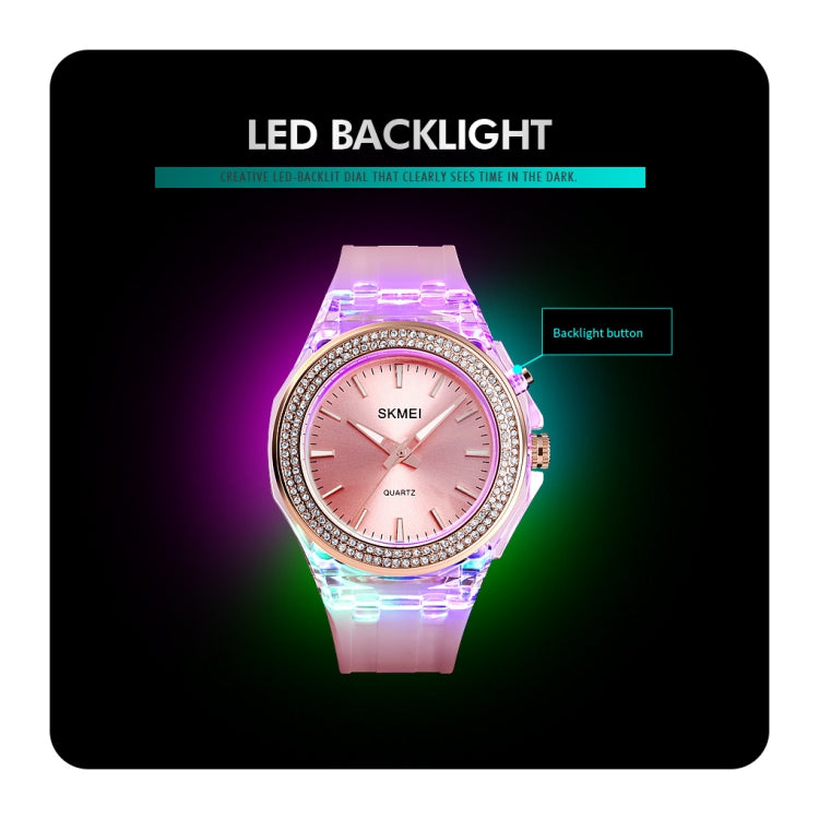 SkMEI 1553 Women LED Color Light Transparent Waterproof Watch Inlaid With Water Drill(Purple) - free shipping - PMC TechLife - Order now!