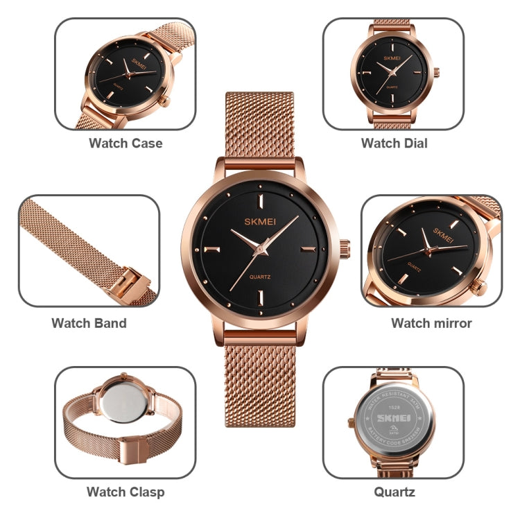 SKMEI 1528 Simple Fashion Lady Watch Casual Netting Scale(Rose Gold) - free shipping - PMC TechLife - Order now!