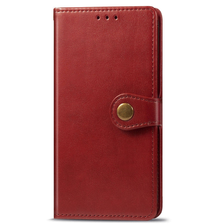 For OPPO A5 2020 / A9 2020 Retro Solid Color Leather Buckle Phone Case with Lanyard & Photo Frame & Card Slot & Wallet & Stand Function(Red) - free shipping - PMC TechLife - Order now!