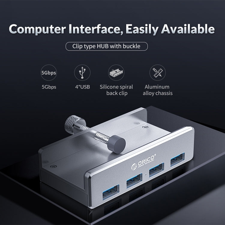 ORICO  MH4PU-P Aluminum Alloy 4 Ports USB3.0 Clip-type HUB(Silver) - free shipping - PMC Jewellery - Order now!
