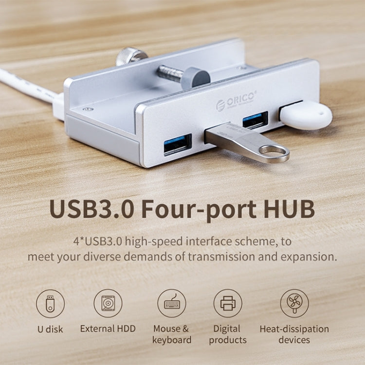 ORICO  MH4PU-P Aluminum Alloy 4 Ports USB3.0 Clip-type HUB(Silver) - free shipping - PMC Jewellery - Order now!