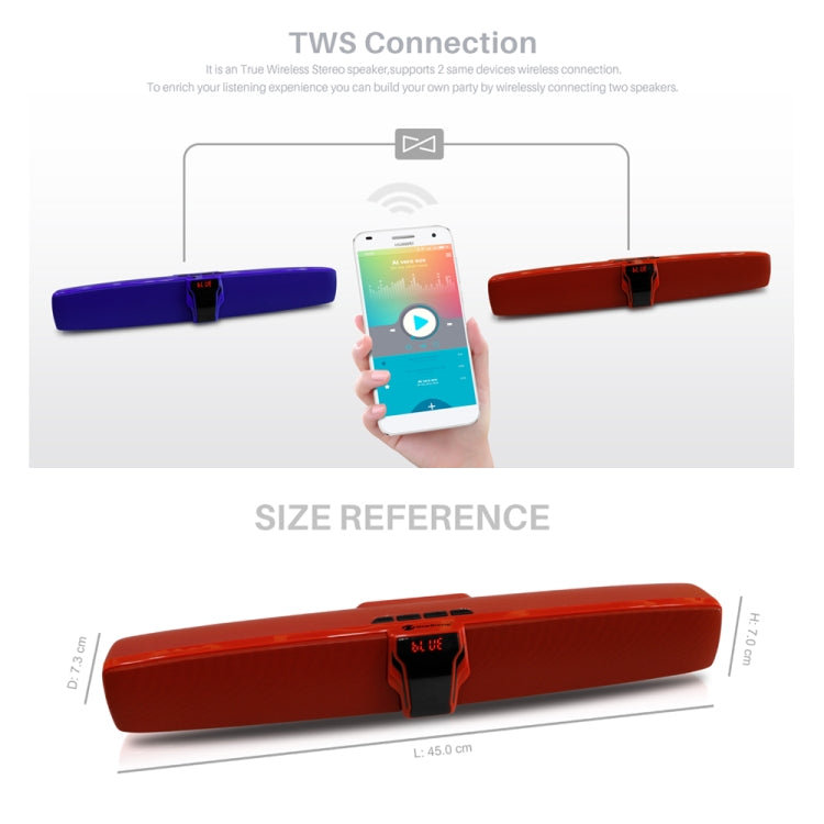 New Rixing NR7017 TWS Portable 10W Stereo Surround Soundbar Bluetooth Speaker with Microphone(Blue) - free shipping - PMC Jewellery - Order now!