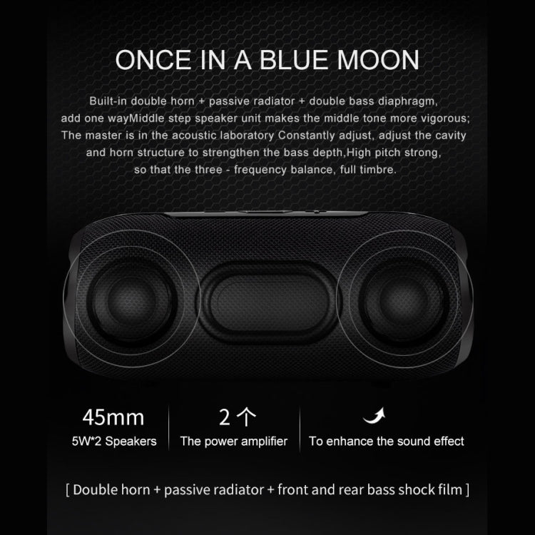 New Rixing NR5016 Wireless Portable Bluetooth Speaker Stereo Sound 10W System Music Subwoofer Column, Support TF Card, FM(Blue) - free shipping - PMC Jewellery - Order now!