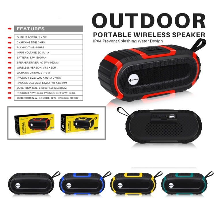 New Rixing NR5016 Wireless Portable Bluetooth Speaker Stereo Sound 10W System Music Subwoofer Column, Support TF Card, FM(Blue) - free shipping - PMC Jewellery - Order now!