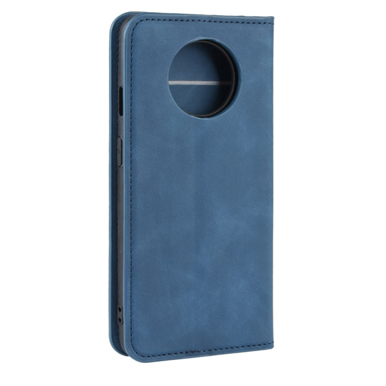 For OnePlus 7T Retro-skin Business Magnetic Suction Leather Case with Purse-Bracket-Chuck(Dark Blue) - OnePlus Cases by PMC TechLife | Online Shopping South Africa | PMC TechLife | Buy Now Pay Later Mobicred