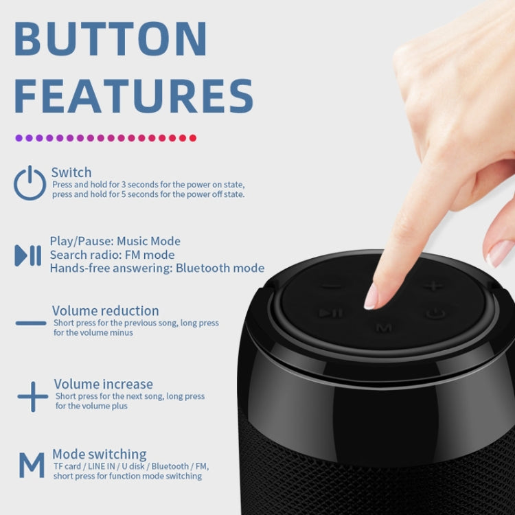 T&G TG113C Column Portable Bluetooth Mini Speaker FM Radio Waterproof Subwoofer Phone Holder Wireless Loundpeakers(Blue) - free shipping - PMC Jewellery - Order now!
