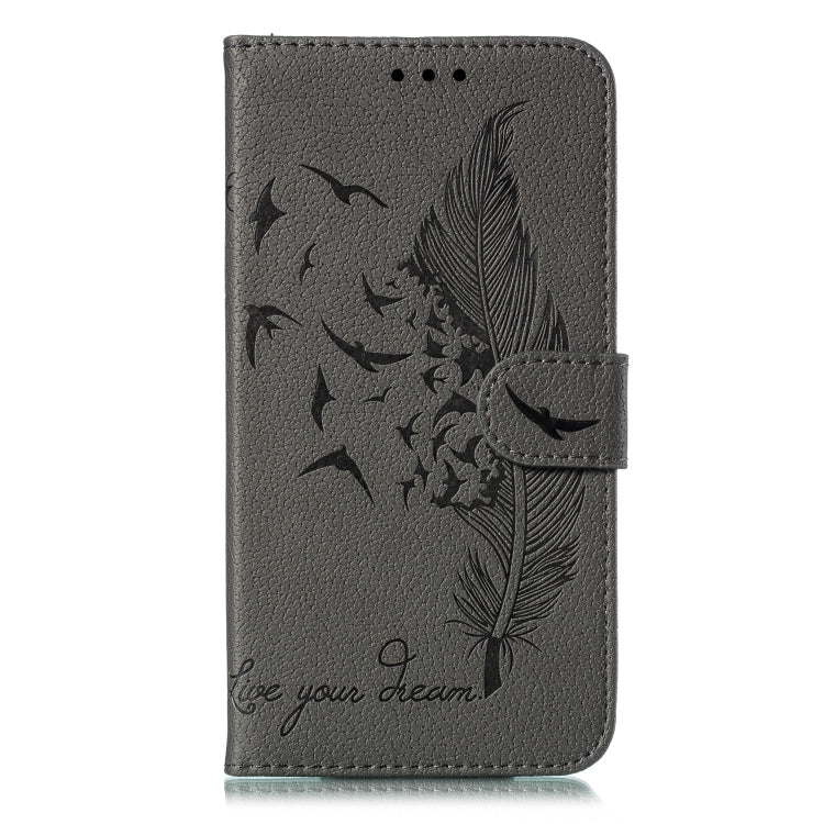 For Galaxy S20+ Litchi Texture Feather Embossing Horizontal Flip PU Leather Case with Holder & Card Slots & Wallet & Photo Frame & Lanyard(Grey) - Galaxy Phone Cases by PMc TechLife | Online Shopping South Africa | PMc TechLife | Buy Now Pay Later Mobicred