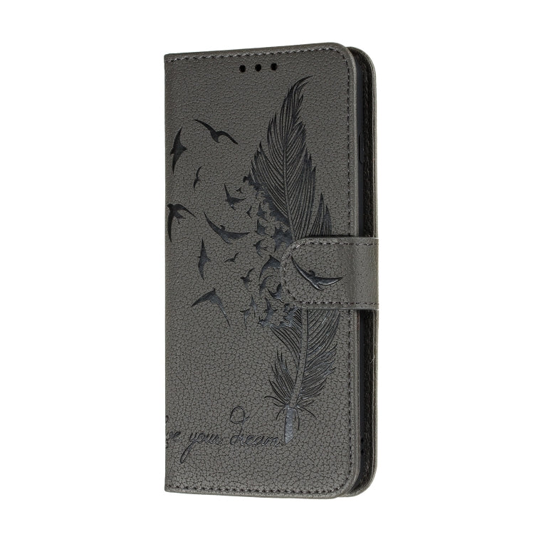 For Galaxy S20+ Litchi Texture Feather Embossing Horizontal Flip PU Leather Case with Holder & Card Slots & Wallet & Photo Frame & Lanyard(Grey) - Galaxy Phone Cases by PMc TechLife | Online Shopping South Africa | PMc TechLife | Buy Now Pay Later Mobicred