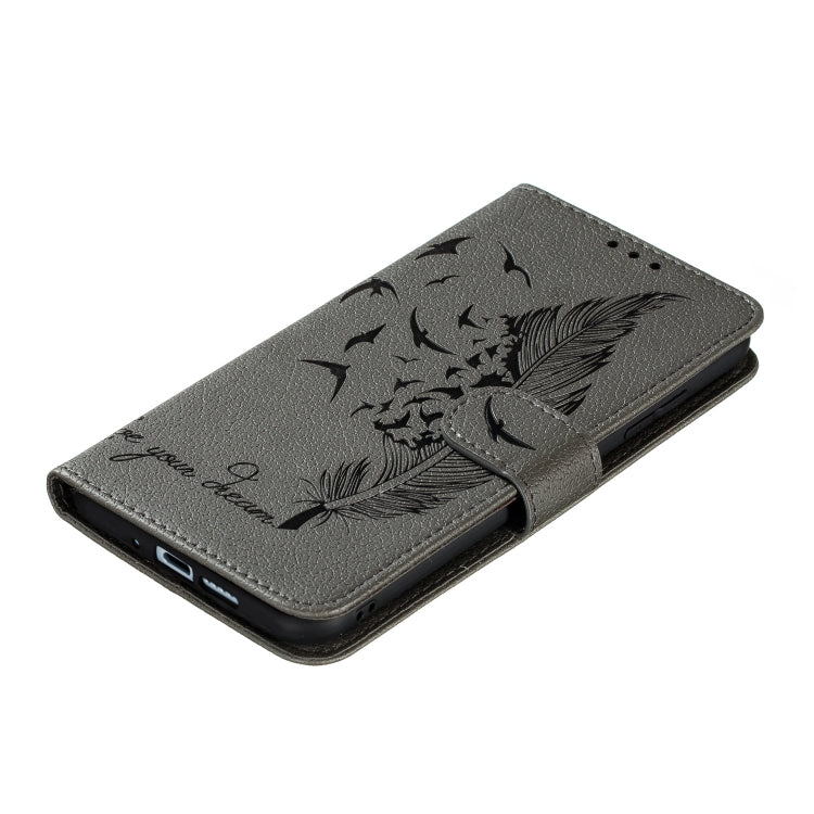 For Galaxy S20+ Litchi Texture Feather Embossing Horizontal Flip PU Leather Case with Holder & Card Slots & Wallet & Photo Frame & Lanyard(Grey) - Galaxy Phone Cases by PMc TechLife | Online Shopping South Africa | PMc TechLife | Buy Now Pay Later Mobicred