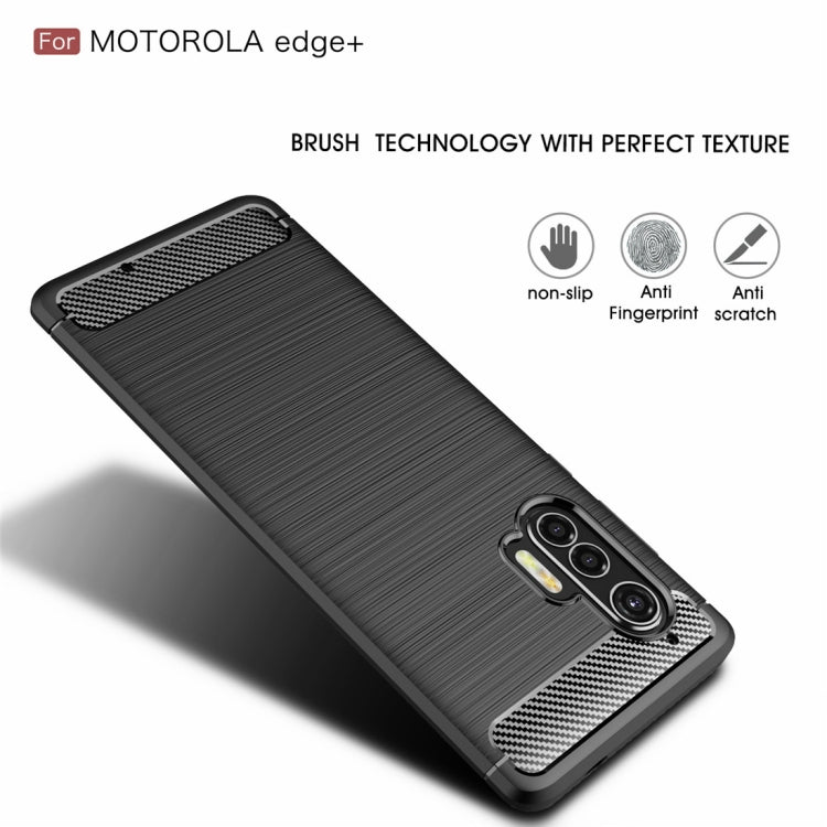 For Motorola Moto Edge Plus Brushed Texture Carbon Fiber TPU Case(Navy Blue) - Motorola Cases by PMC TechLife | Online Shopping South Africa | PMC TechLife