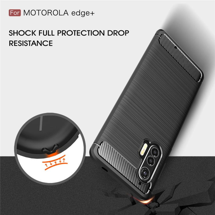 For Motorola Moto Edge Plus Brushed Texture Carbon Fiber TPU Case(Navy Blue) - Motorola Cases by PMC TechLife | Online Shopping South Africa | PMC TechLife