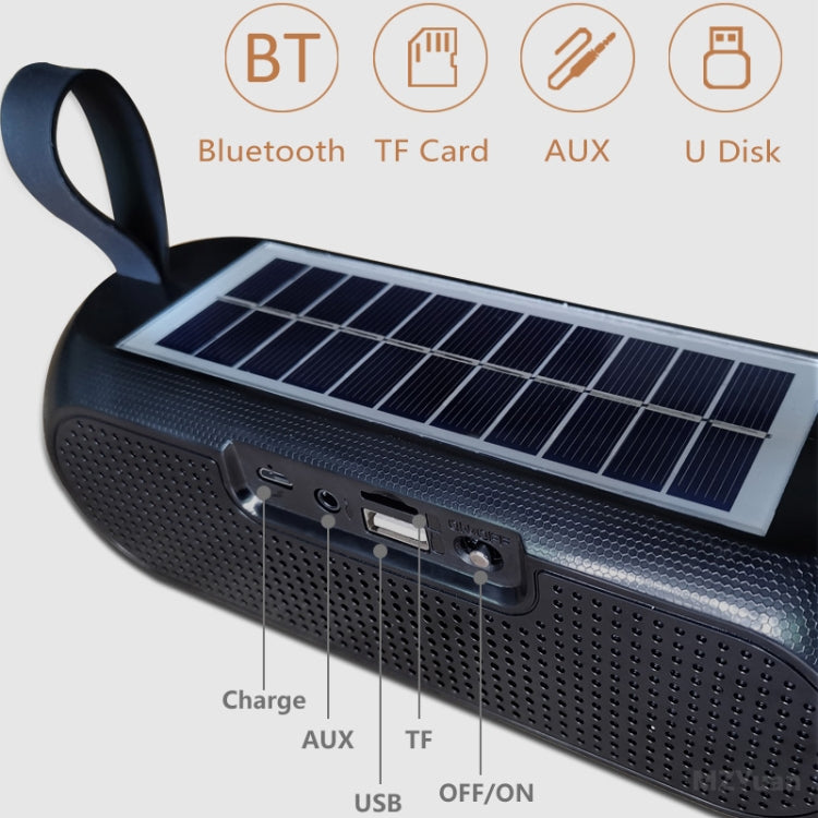 T&G TG182 Portable Column Wireless Stereo Music Box Solar Power waterproof USB AUX FM radio super bass(Black) - free shipping - PMC Jewellery - Order now!