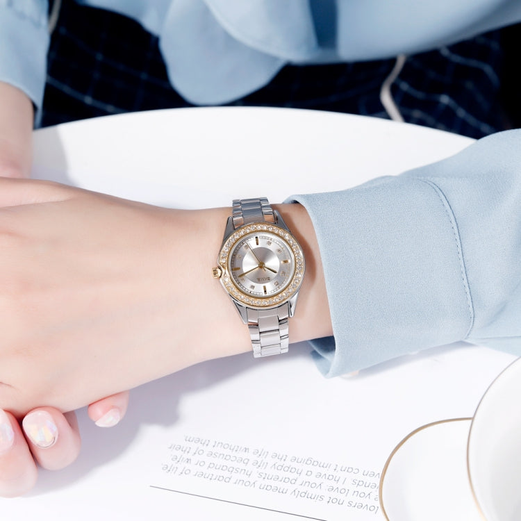 SKMEI 1534 elegant waterproof quartz steel band watch with diamond inlay(Silver  Gold) - free shipping - PMC TechLife - Order now!