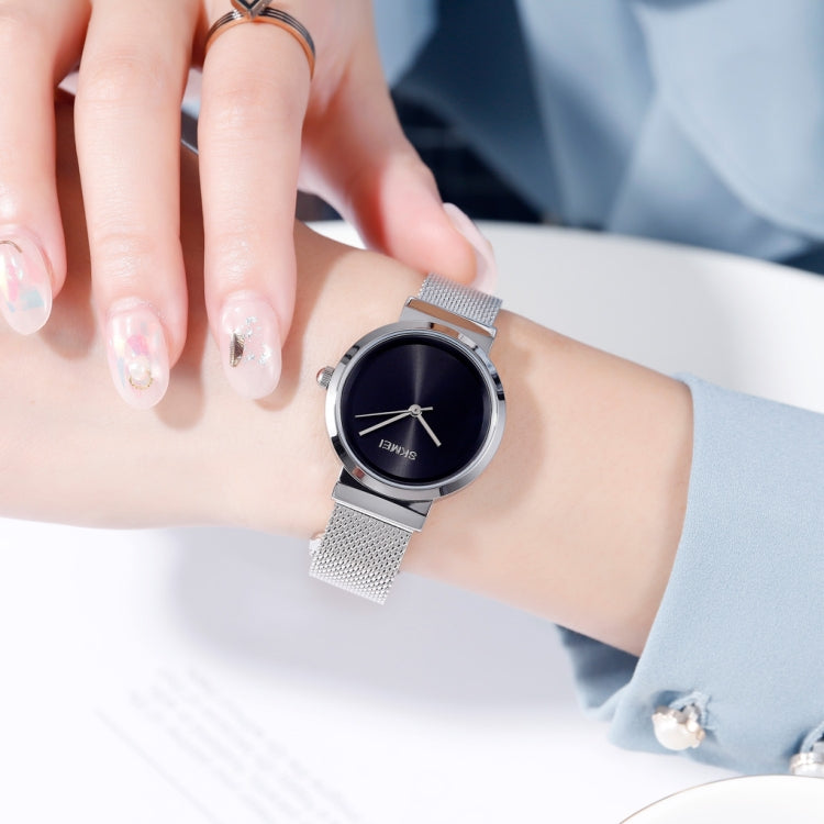 Skmei 1595 Fashion Elegant Scale Free Steel Mesh Belt Women's Watch Waterproof Business Student Quartz Watch Female(Silver) - free shipping - PMC TechLife - Order now!