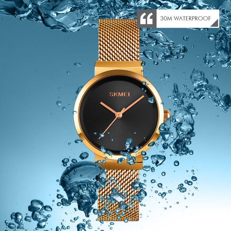 Skmei 1595 Fashion Elegant Scale Free Steel Mesh Belt Women's Watch Waterproof Business Student Quartz Watch Female(Black) - free shipping - PMC TechLife - Order now!