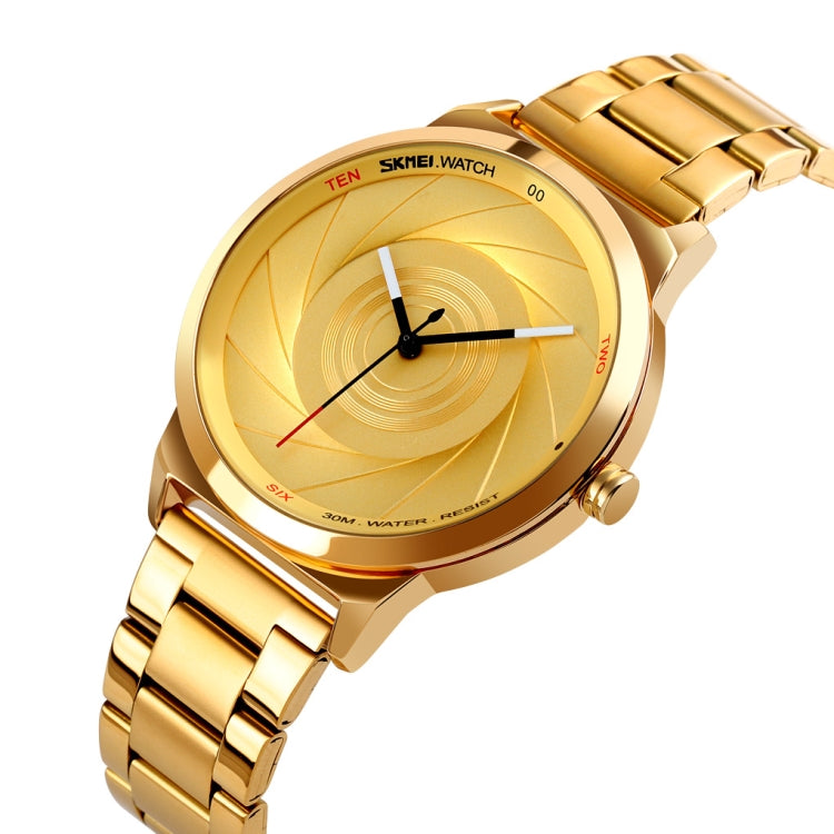 Skmei 9210 Fashion Trend Mens Business Wristwatch Simple Three-Dimensional Surface Waterproof Gold Quartz Watch Man(Gold) - free shipping - PMC TechLife - Order now!