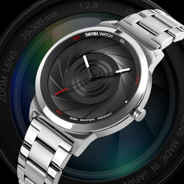 Skmei 9210 Fashion Trend Mens Business Wristwatch Simple Three-Dimensional Surface Waterproof Gold Quartz Watch Man(Black) - free shipping - PMC TechLife - Order now!