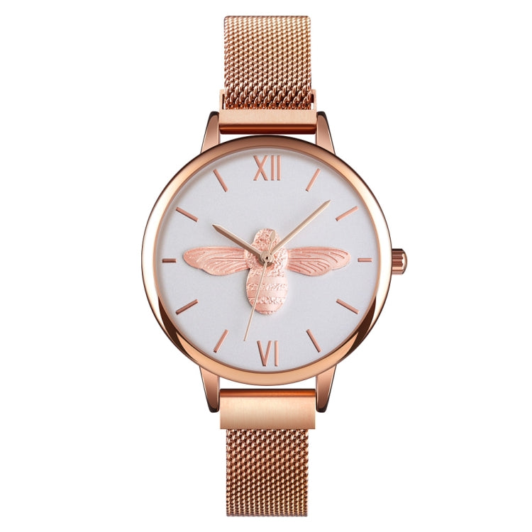 Skmei 9212 Fashion Lady Quartz Watch Student Female Temperament Waterproof Magnetic Suction Net Belt Watch(White) - free shipping - PMC TechLife - Order now!