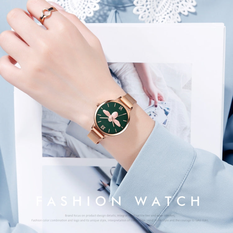 Skmei 9212 Fashion Lady Quartz Watch Student Female Temperament Waterproof Magnetic Suction Net Belt Watch(White) - free shipping - PMC TechLife - Order now!