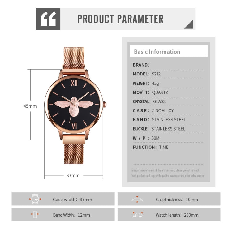 Skmei 9212 Fashion Lady Quartz Watch Student Female Temperament Waterproof Magnetic Suction Net Belt Watch(Pink) - free shipping - PMC TechLife - Order now!