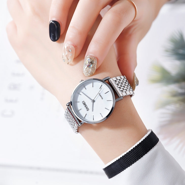 Skmei 1567 Light And Thin Leisure Simple 30m Waterproof Shell Dial Women Steel Band Quartz Watch(Silvery) - free shipping - PMC TechLife - Order now!