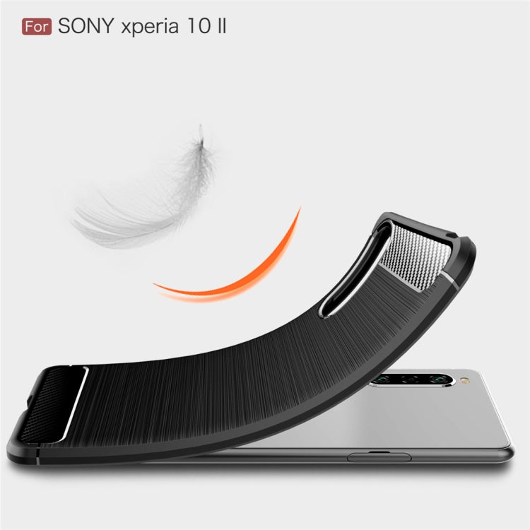 For Sony Xperia 10 II Brushed Texture Carbon Fiber TPU Case(Navy Blue) - Sony Cases by PMC TechLife | Online Shopping South Africa | PMC TechLife