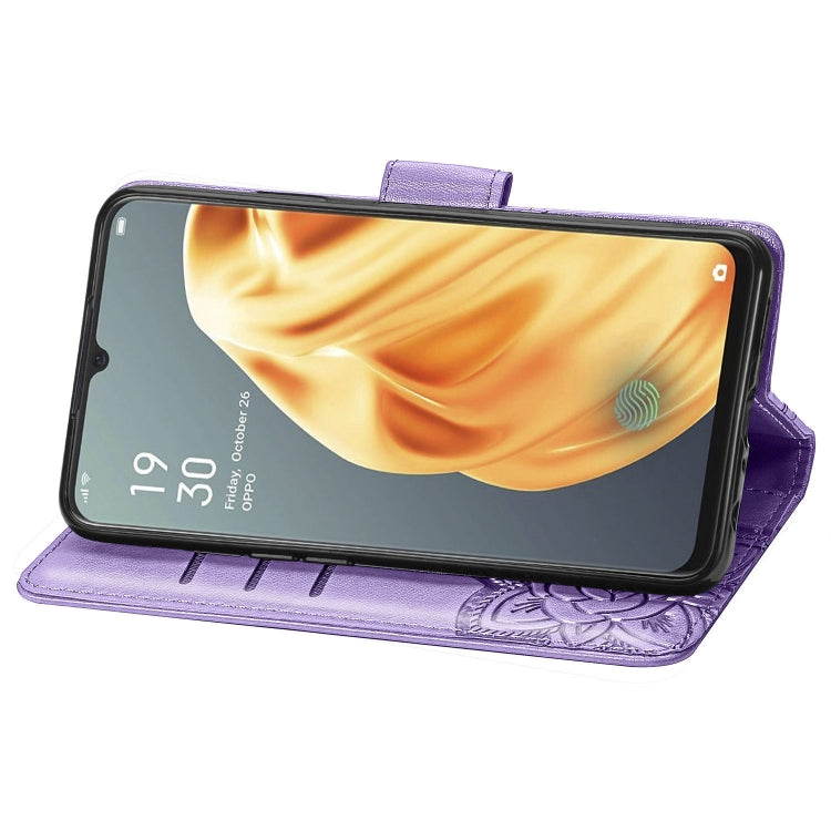 For OPPO F15/A91 Butterfly Love Flower Embossed Horizontal Flip Leather Case with Bracket / Card Slot / Wallet / Lanyard(Light Purple) - OPPO Cases by PMC TechLife | Online Shopping South Africa | PMC TechLife