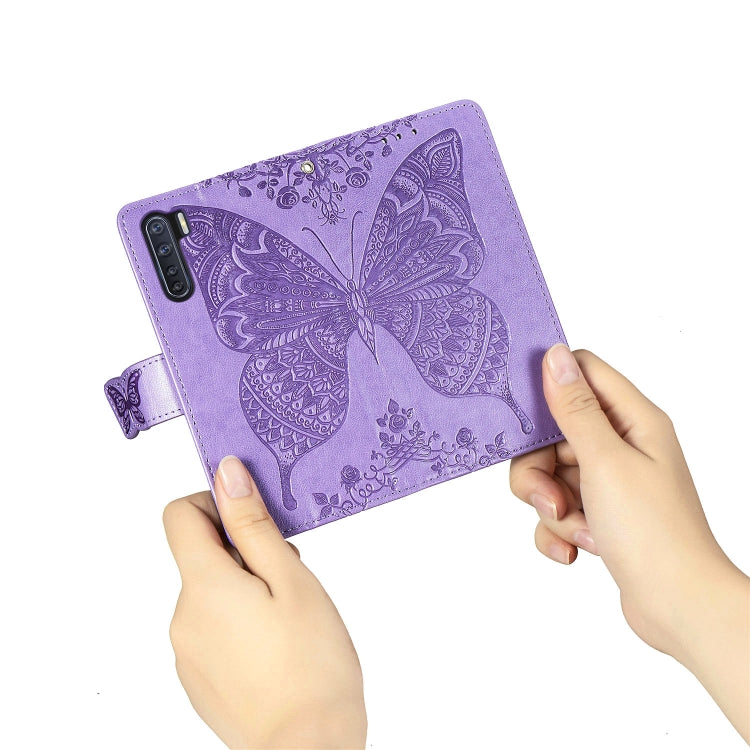 For OPPO F15/A91 Butterfly Love Flower Embossed Horizontal Flip Leather Case with Bracket / Card Slot / Wallet / Lanyard(Light Purple) - OPPO Cases by PMC TechLife | Online Shopping South Africa | PMC TechLife